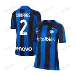 Denzel Dumfries 2 Inter Milan 2022/23 Home Jersey - Youth