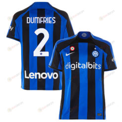 Denzel Dumfries 2 Inter Milan 2022/23 Home Men Jersey - Black/Blue Stripes