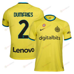 Denzel Dumfries 2 Inter Milan 2022/23 Third Men Jersey - Yellow