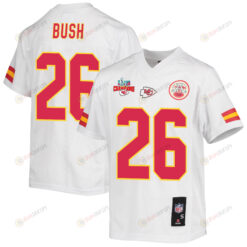 Deon Bush 26 Kansas City Chiefs Super Bowl LVII Champions 3 Stars Youth Jersey - White