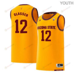 Derek Glasser 12 Arizona State Sun Devils Retro Basketball Youth Jersey - Yellow