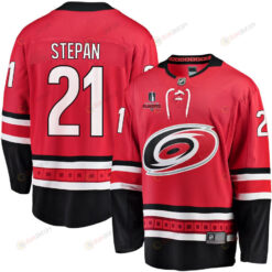 Derek Stepan 21 Carolina Hurricanes Stanley Cup 2023 Playoffs Patch Home Breakaway Men Jersey - Red