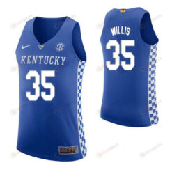 Derek Willis 35 Kentucky Wildcats Elite Basketball Home Men Jersey - Blue