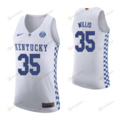 Derek Willis 35 Kentucky Wildcats Elite Basketball Road Men Jersey - White