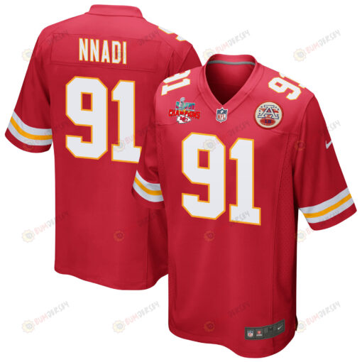 Derrick Nnadi 91 Kansas City Chiefs Super Bowl LVII Champions 3 Stars Men's Jersey - Red