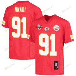 Derrick Nnadi 91 Kansas City Chiefs Super Bowl LVII Champions 3 Stars Youth Jersey - Red