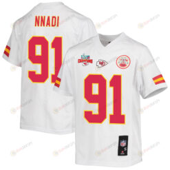 Derrick Nnadi 91 Kansas City Chiefs Super Bowl LVII Champions 3 Stars Youth Jersey - White