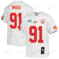 Derrick Nnadi 91 Kansas City Chiefs Super Bowl LVII Champions Youth Jersey - White