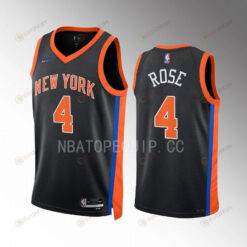 Derrick Rose 4 2022-23 New York Knicks Black City Edition Jersey Swingman