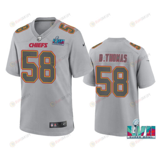 Derrick Thomas 58 Kansas City Chiefs Super Bowl LVII Patch Atmosphere Fashion Game Jersey - Gray