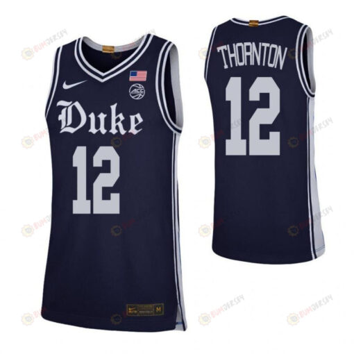 Derryck Thornton 12 Duke Blue Devils Elite Basketball Men Jersey - Navy