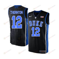 Derryck Thornton 12 Elite Duke Blue Devils Basketball Jersey Black Blue