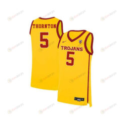 Derryck Thornton 5 USC Trojans Elite Basketball Men Jersey - Yellow