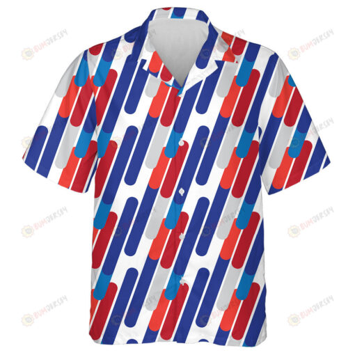 Design Dynamic Diagonal Lines Mosaic Tricolor USA Flag Hawaiian Shirt