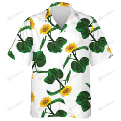 Design Illustration With Sunflowers With Leaves On White Background Hawaiian Shirt