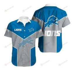 Detroit Lions Blue Grey Short Sleeve Curved Hawaiian Shirt