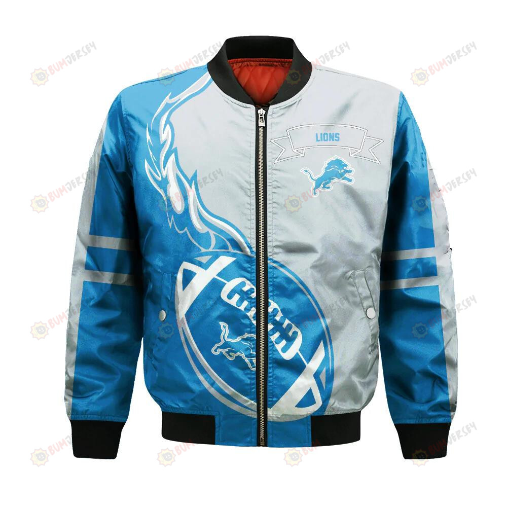 Detroit Lions Bomber Jacket 3D Printed Flame Ball Pattern