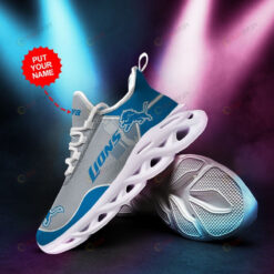 Detroit Lions Custom Name 3D Max Soul Sneaker Shoes In Gray Blue