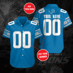 Detroit Lions Custom Name And Number Curved Hawaiian Shirt