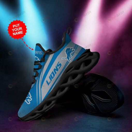 Detroit Lions Custom Name Blue 3D Max Soul Sneaker Shoes