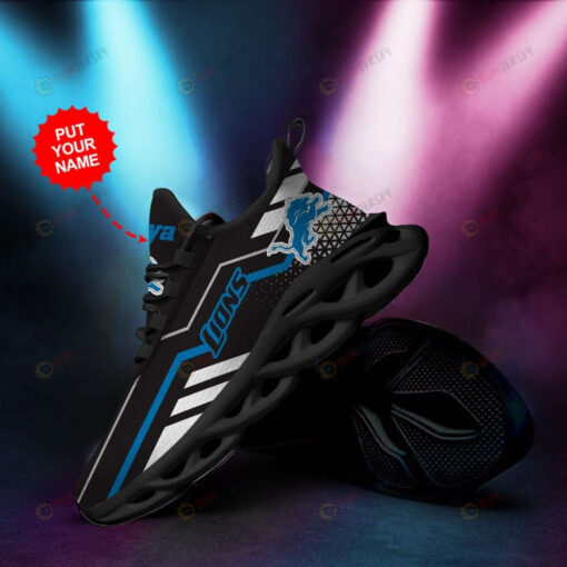 Detroit Lions Custom Name Stripe 3D Max Soul Sneaker Shoes