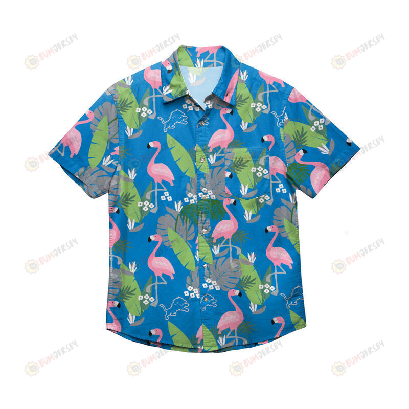 Detroit Lions Floral Button Up Hawaiian Shirt