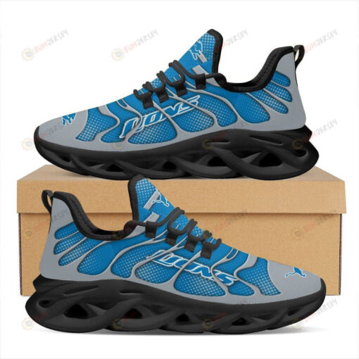 Detroit Lions Logo 3D Max Soul Sneaker Shoes In Gray Blue