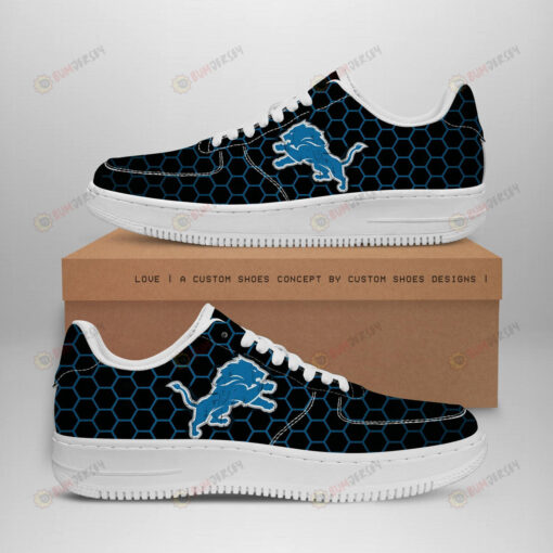 Detroit Lions Logo Beehive Pattern Air Force 1 Printed In Black