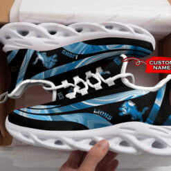 Detroit Lions Logo Color Stripe Pattern Custom Name 3D Max Soul Sneaker Shoes