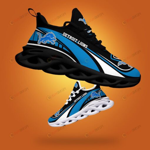 Detroit Lions Logo Curve Line Pattern 3D Max Soul Sneaker Shoes