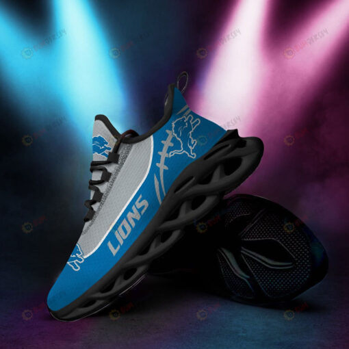 Detroit Lions Logo Custom Name 3D Max Soul Sneaker Shoes In Blue