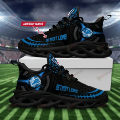 Detroit Lions Logo Custom Name Black 3D Max Soul Sneaker Shoes