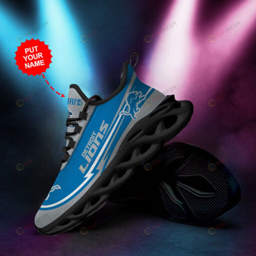 Detroit Lions Logo Custom Name Blue 3D Max Soul Sneaker Shoes