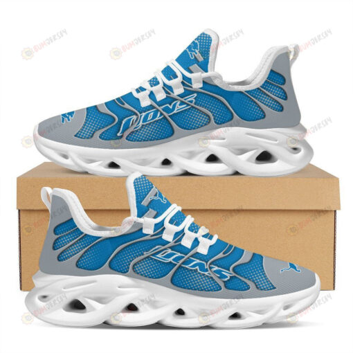 Detroit Lions Logo Pattern 3D Max Soul Sneaker Shoes In Gray And Blue