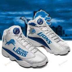 Detroit Lions Logo Pattern Air Jordan 13 Shoes Sneakers In Blue And White