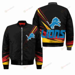 Detroit Lions Logo Pattern Bomber Jacket - Black