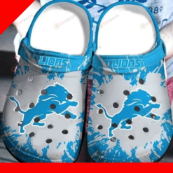 Detroit Lions Logo Pattern Crocs Classic Clogs Shoes In Blue & White - AOP Clog