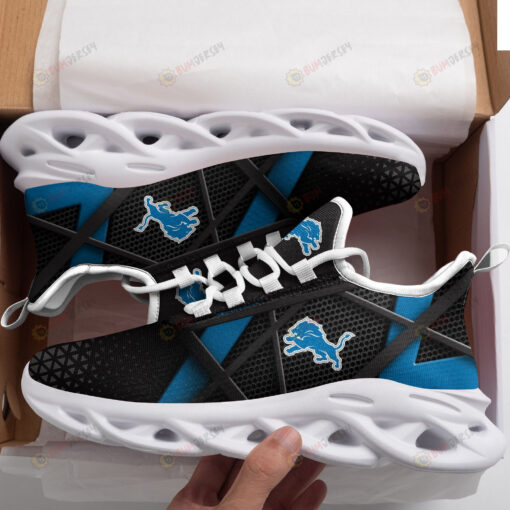 Detroit Lions Logo Pattern In Black 3D Max Soul Sneaker Shoes