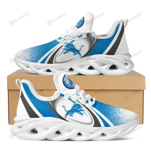 Detroit Lions Logo Pattern In Blue And White 3D Max Soul Sneaker Shoes