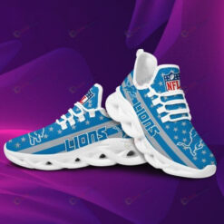 Detroit Lions Logo Star Pattern Blue 3D Max Soul Sneaker Shoes