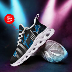 Detroit Lions Logo Stripe Pattern Custom Name 3D Max Soul Sneaker Shoes