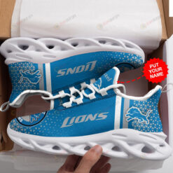 Detroit Lions Logo With Triangle Pattern Custom Name 3D Max Soul Sneaker Shoes