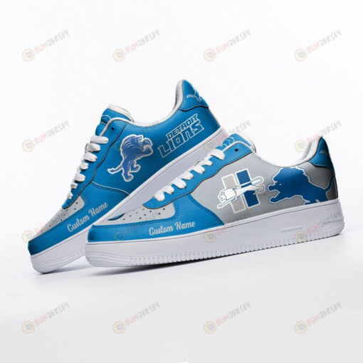 Detroit Lions Mascot Logo Pattern Custom Name Air Force 1 Printed