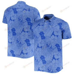 Detroit Lions Men Polo Shirt Floral Flowers Pattern Printed - Blue