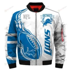 Detroit Lions Pattern Bomber Jacket - Blue And White