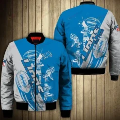 Detroit Lions Players Pattern Bomber Jacket - Blue