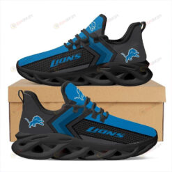 Detroit Lions Small Logo 3D Max Soul Sneaker Shoes In Blue Black