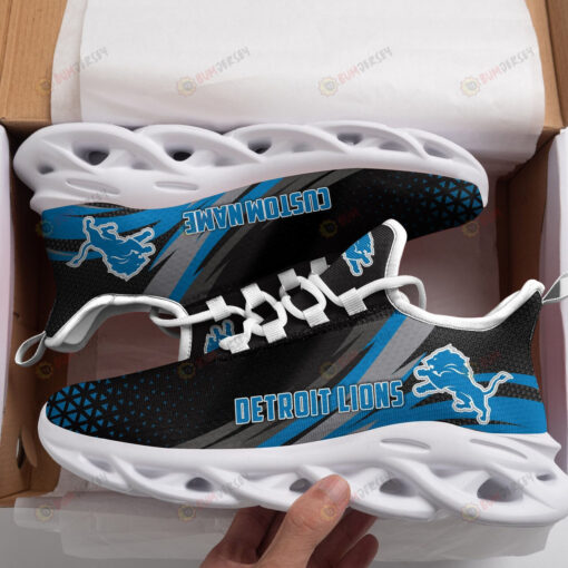 Detroit Lions Triangle Custom Name 3D Max Soul Sneaker Shoes