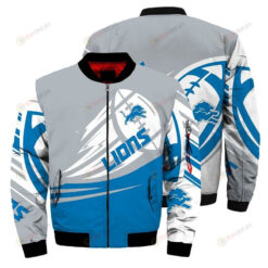 Detroit Lions Ultra- Ball Pattern Bomber Jacket - Grey/ Blue