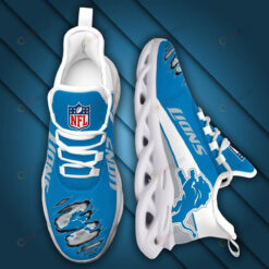 Detroit Lions White Stripe 3D Max Soul Sneaker Shoes In Blue